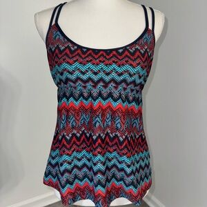Mossimo Zigzag Strappy Racerback Tank Top Large Colorful Athleisure